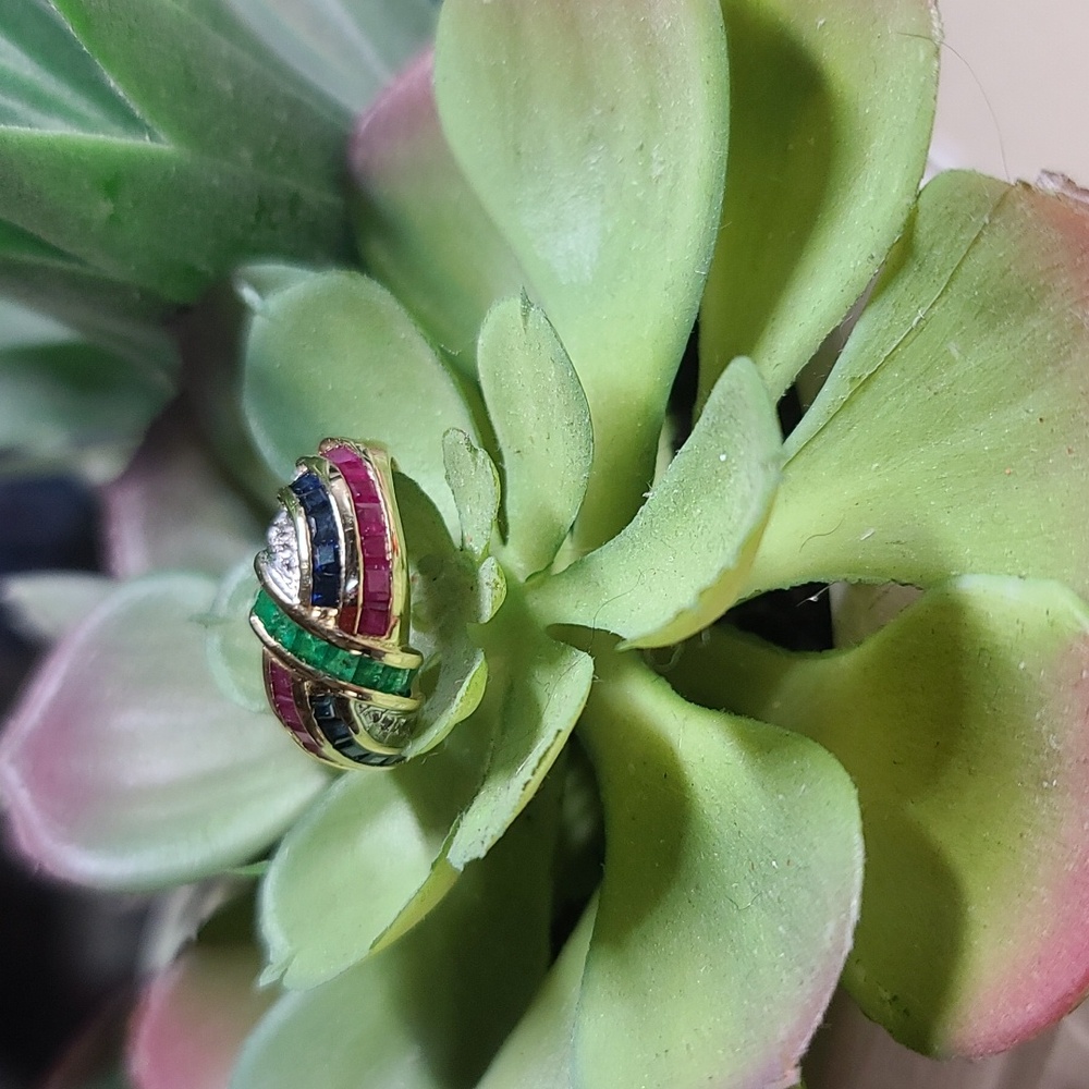 14kt-10kt YG Emerald, Sapphire,  Ruby ring FIRM $$